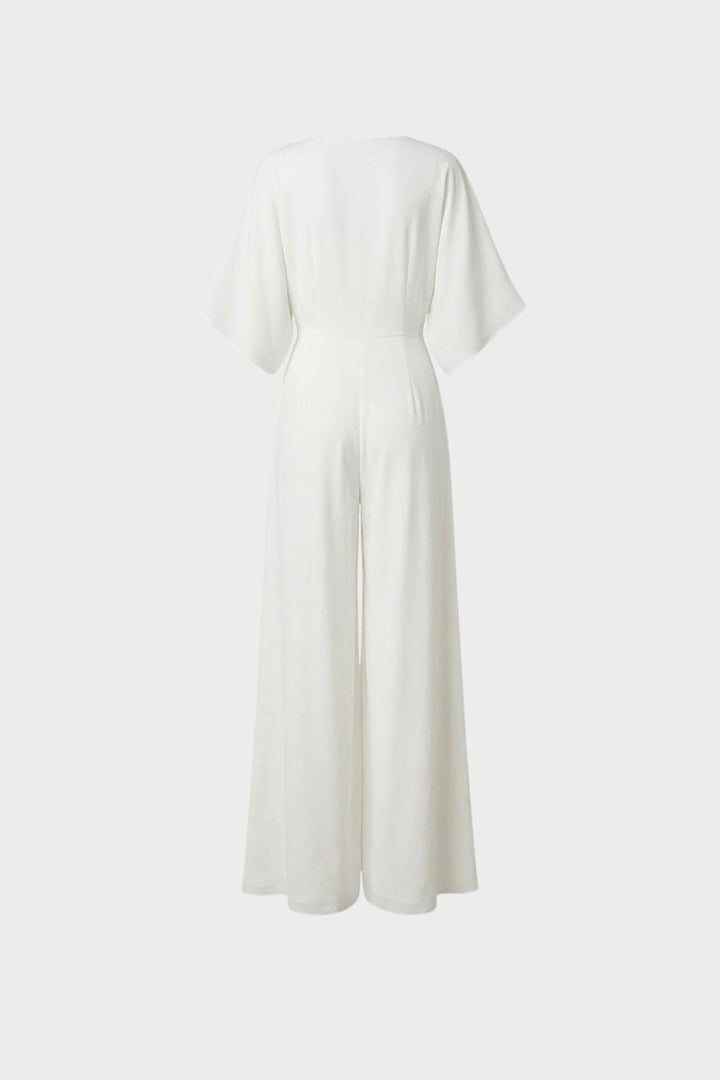 Jumpsuit Damen Lang mit V-Ausschnitt und weitem Bein