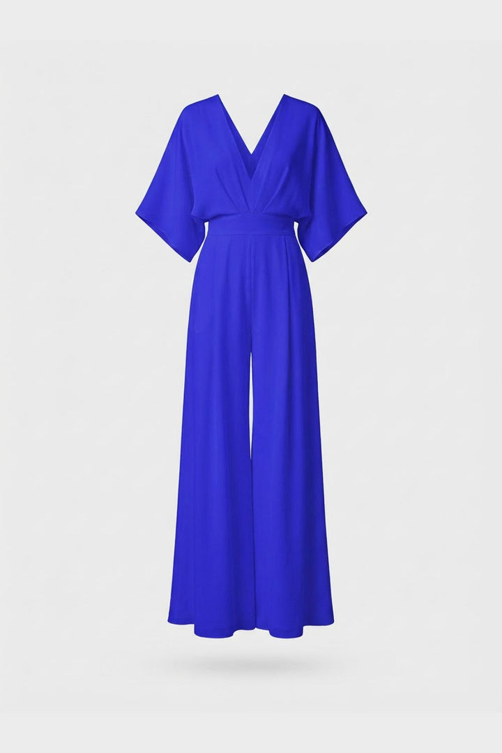 Jumpsuit Damen Lang mit V-Ausschnitt und weitem Bein