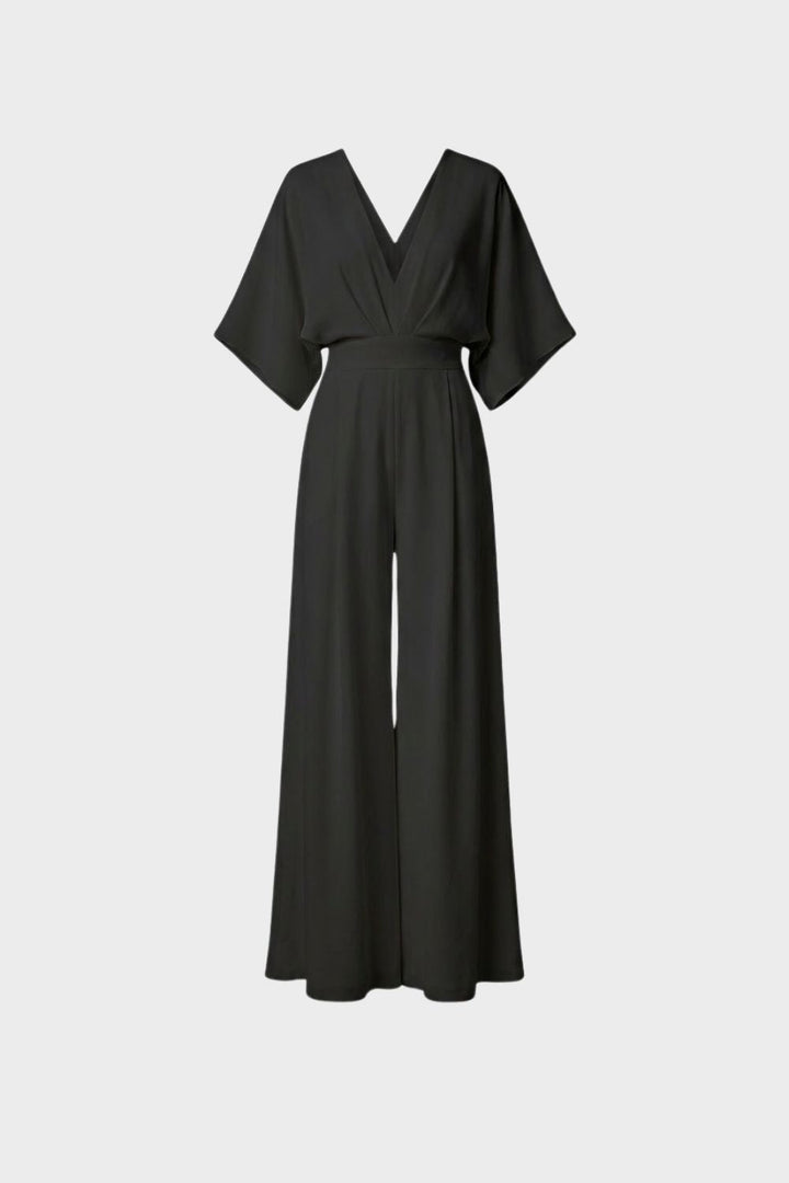 Jumpsuit Damen Lang mit V-Ausschnitt und weitem Bein