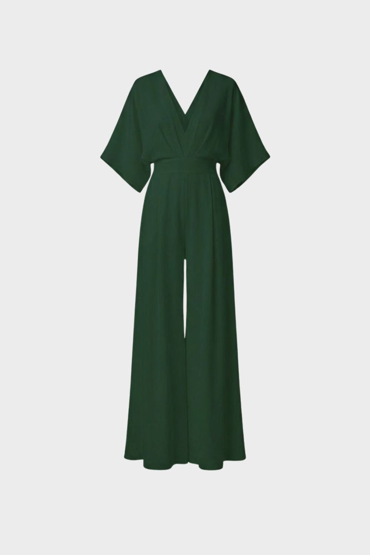 Jumpsuit Damen Lang mit V-Ausschnitt und weitem Bein