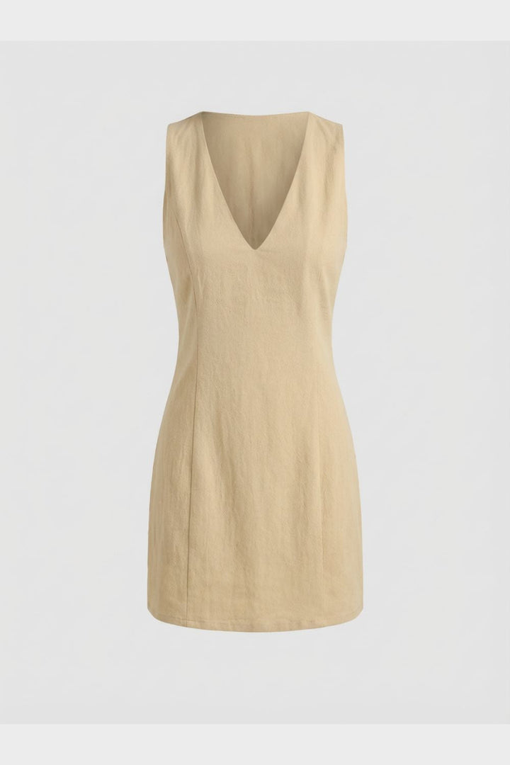 Kleid Damen A Linien Kleid mit V Ausschnitt