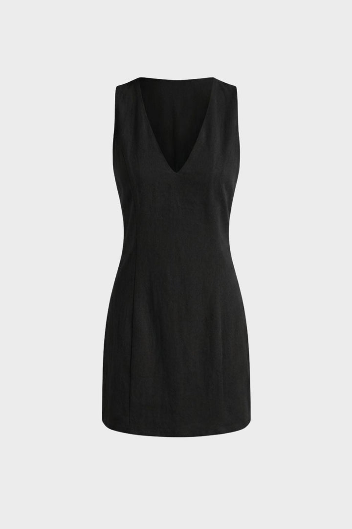 Kleid Damen A Linien Kleid mit V Ausschnitt