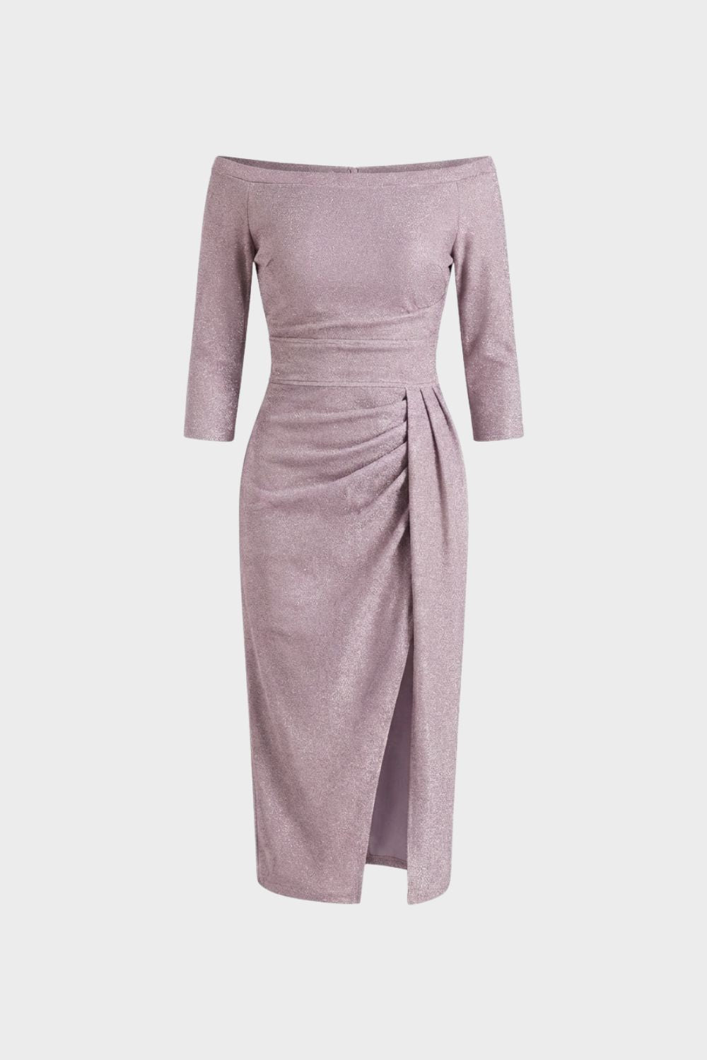 Kleid Damen Midikleid mit U-Boot-Ausschnitt und Drapierung