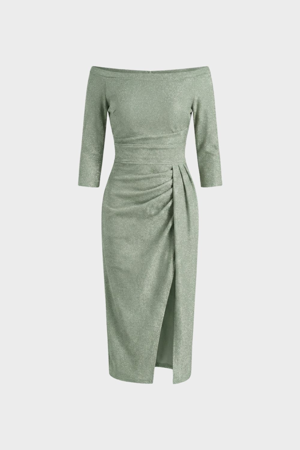 Kleid Damen Midikleid mit U-Boot-Ausschnitt und Drapierung