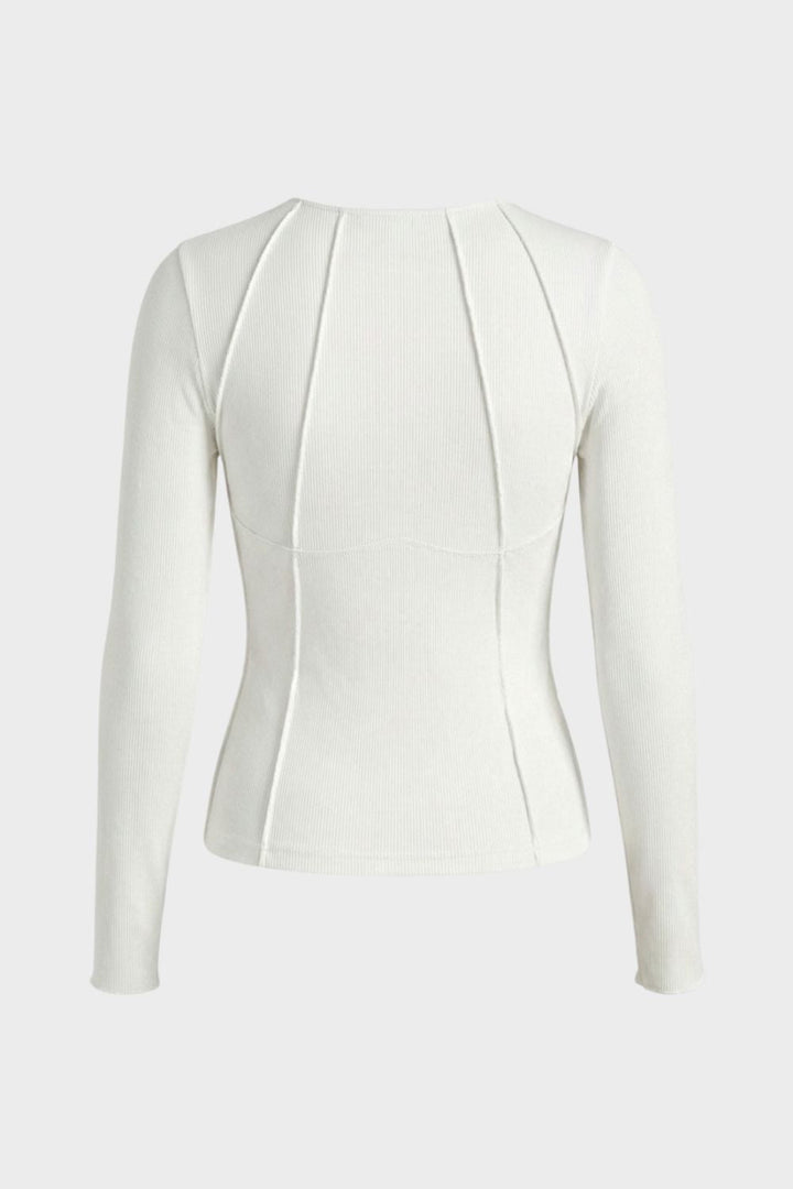 Langarmshirt Damen Rundhals mit Rippstruktur