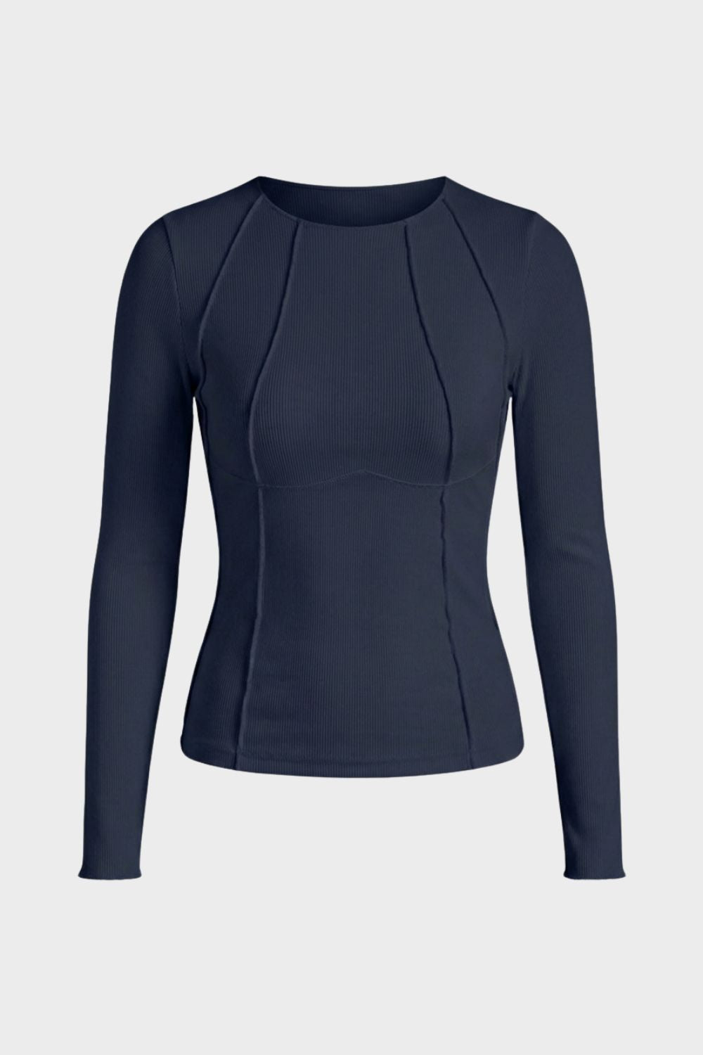 Langarmshirt Damen Rundhals mit Rippstruktur