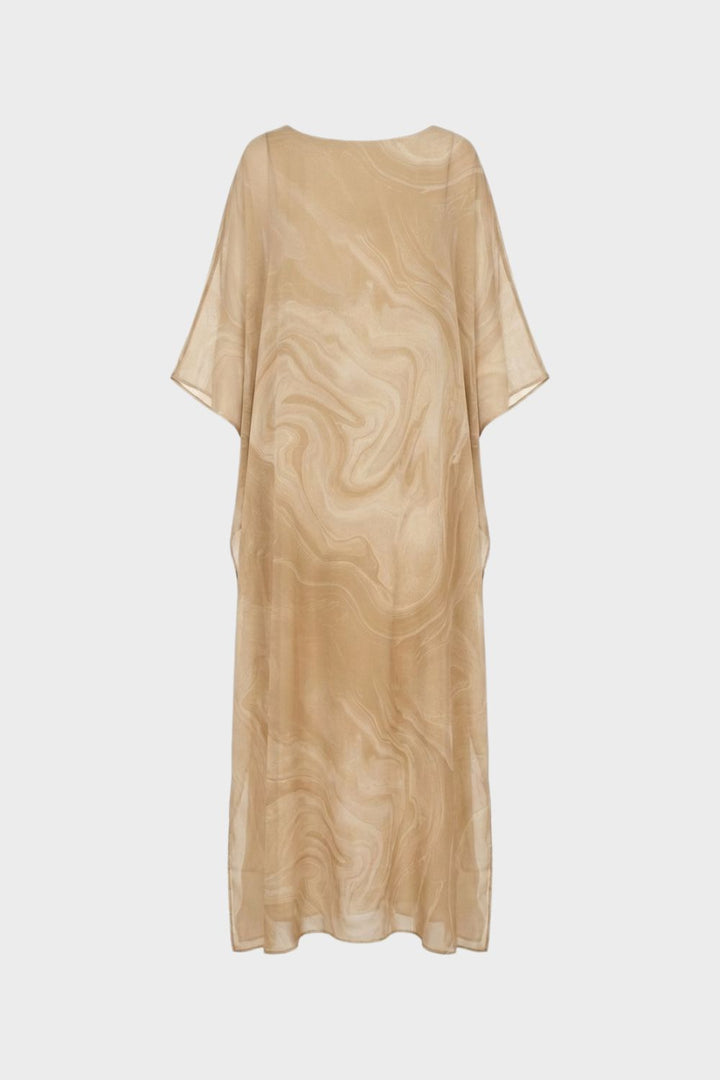 Maxikleid Damen mit Print und Kurzarm