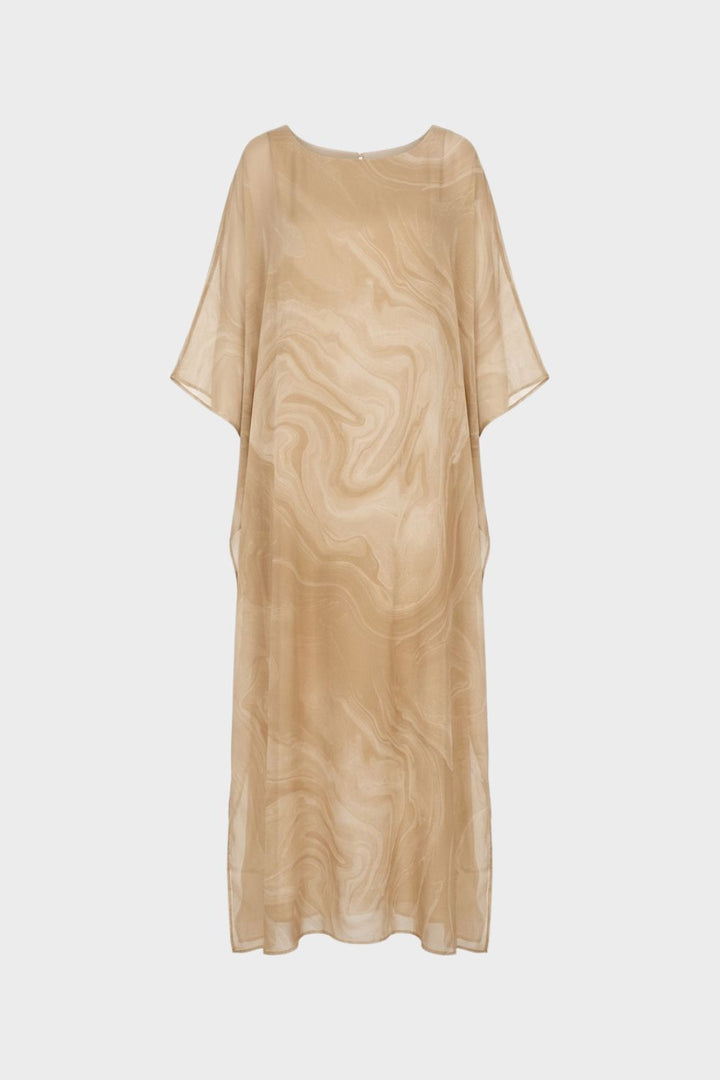 Maxikleid Damen mit Print und Kurzarm