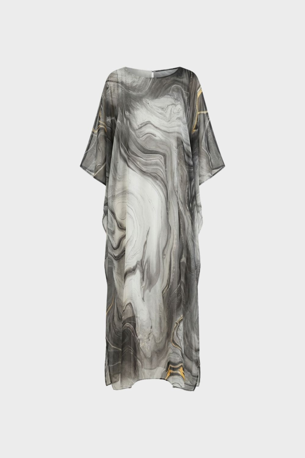 Maxikleid Damen mit Print und Kurzarm