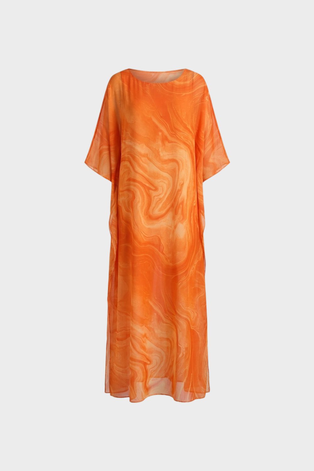 Maxikleid Damen mit Print und Kurzarm