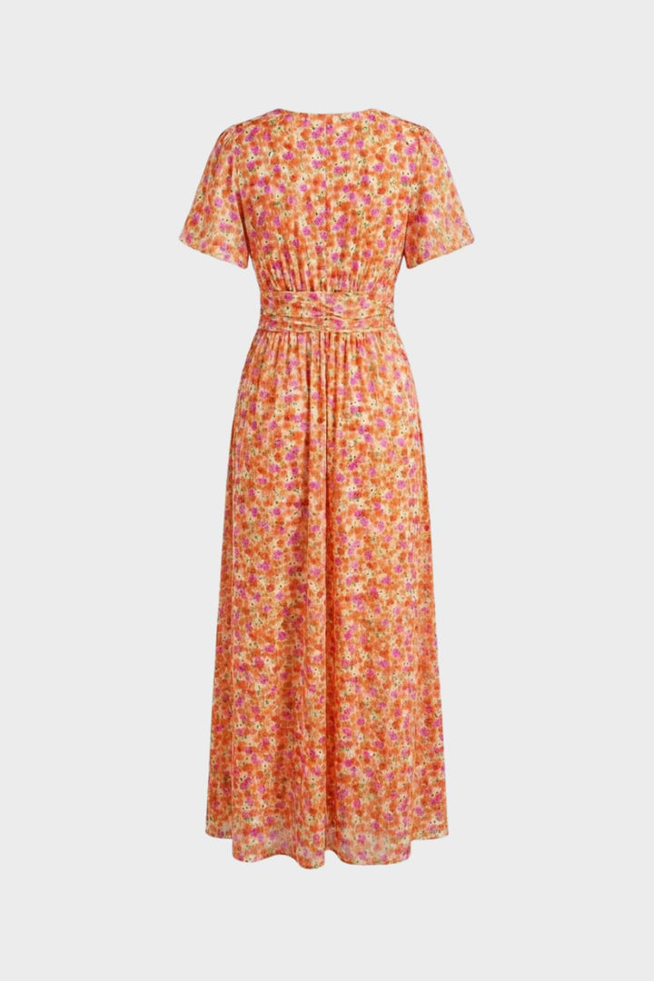 Maxikleid Damen mit V Ausschnitt und Blumenmuster