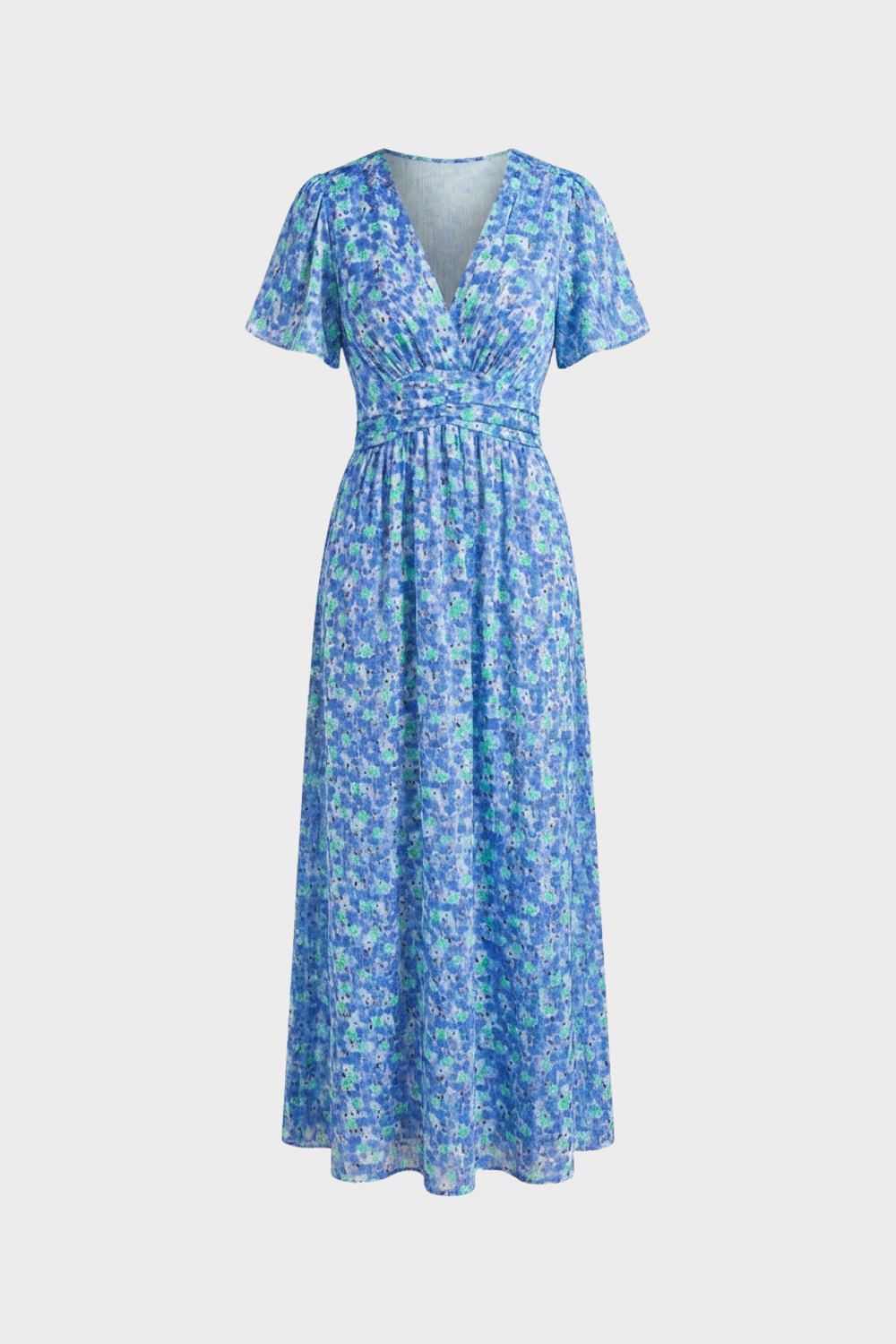 Maxikleid Damen mit V Ausschnitt und Blumenmuster