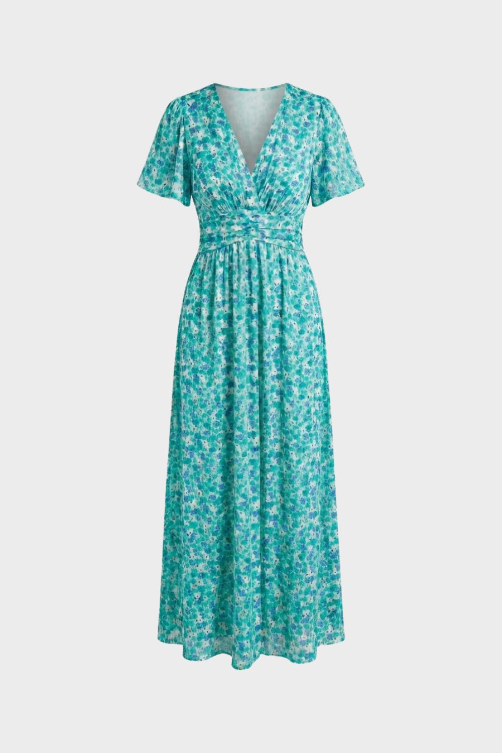 Maxikleid Damen mit V Ausschnitt und Blumenmuster