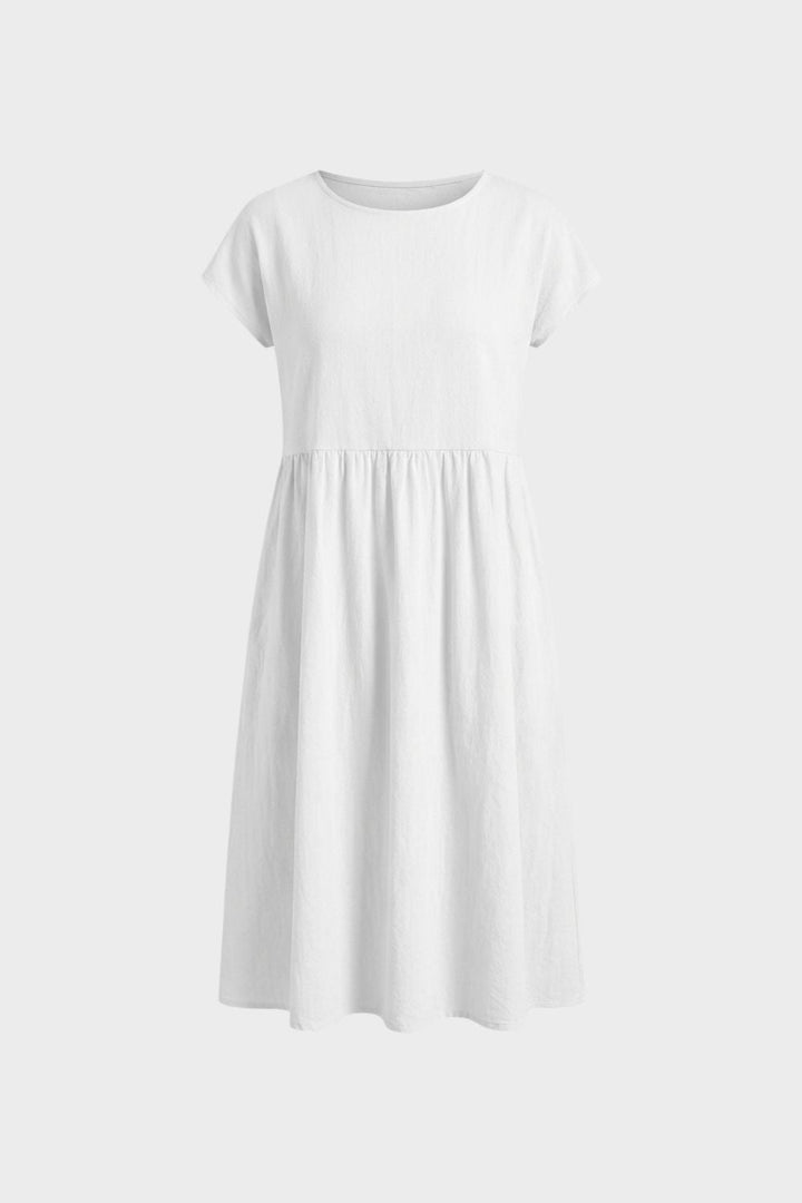 Midikleid Damen Kurzarm mit Rundhals