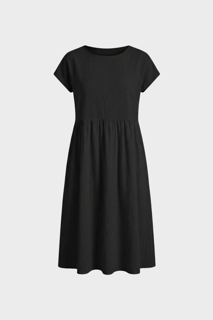 Midikleid Damen Kurzarm mit Rundhals