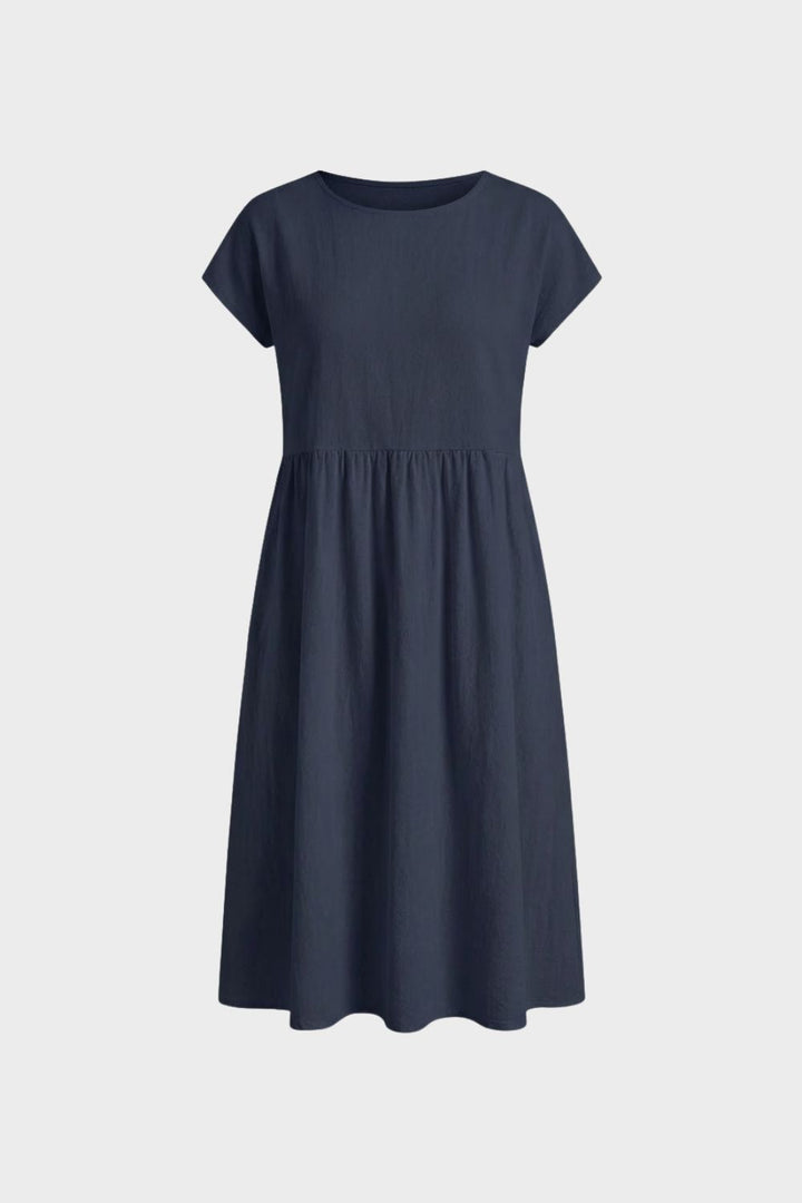 Midikleid Damen Kurzarm mit Rundhals