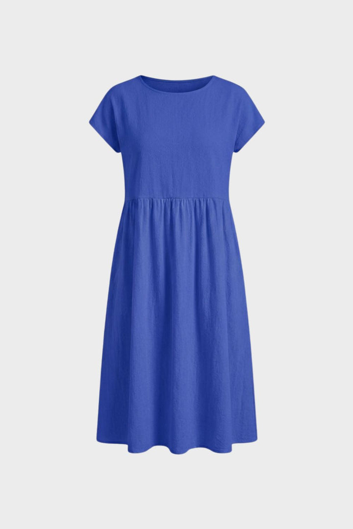 Midikleid Damen Kurzarm mit Rundhals