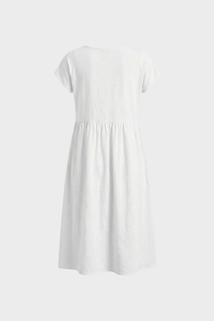 Midikleid Damen Kurzarm mit Rundhals