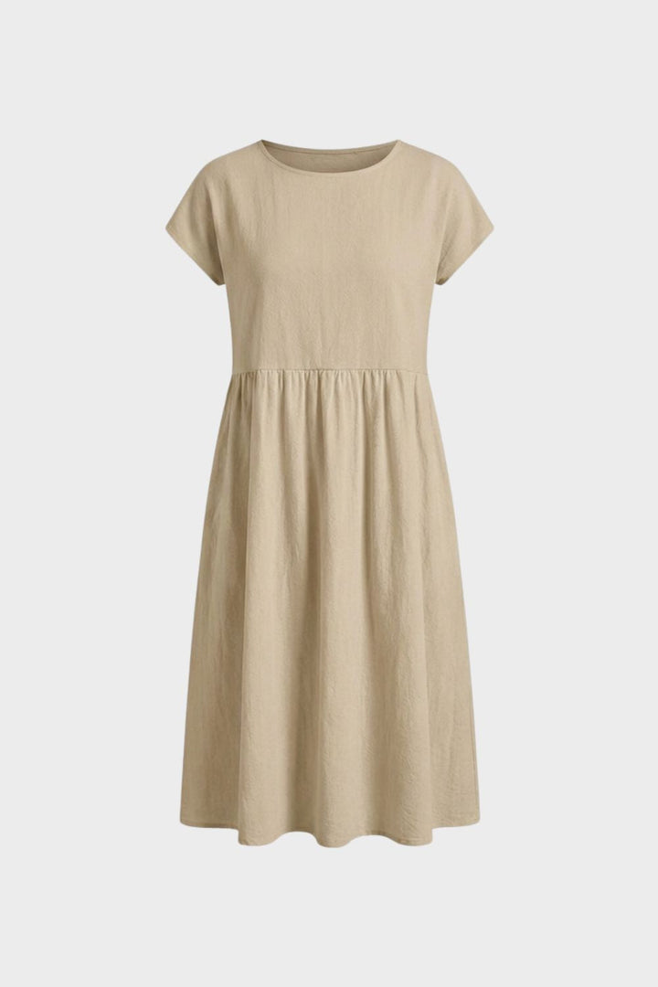 Midikleid Damen Kurzarm mit Rundhals