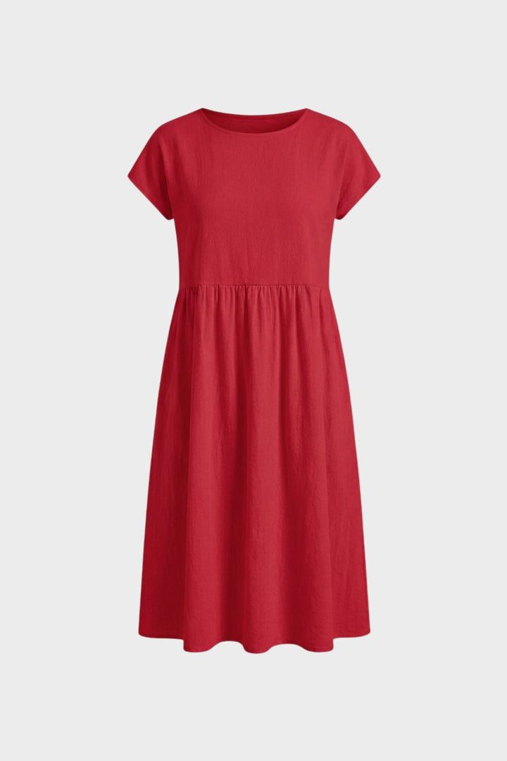 Midikleid Damen Kurzarm mit Rundhals