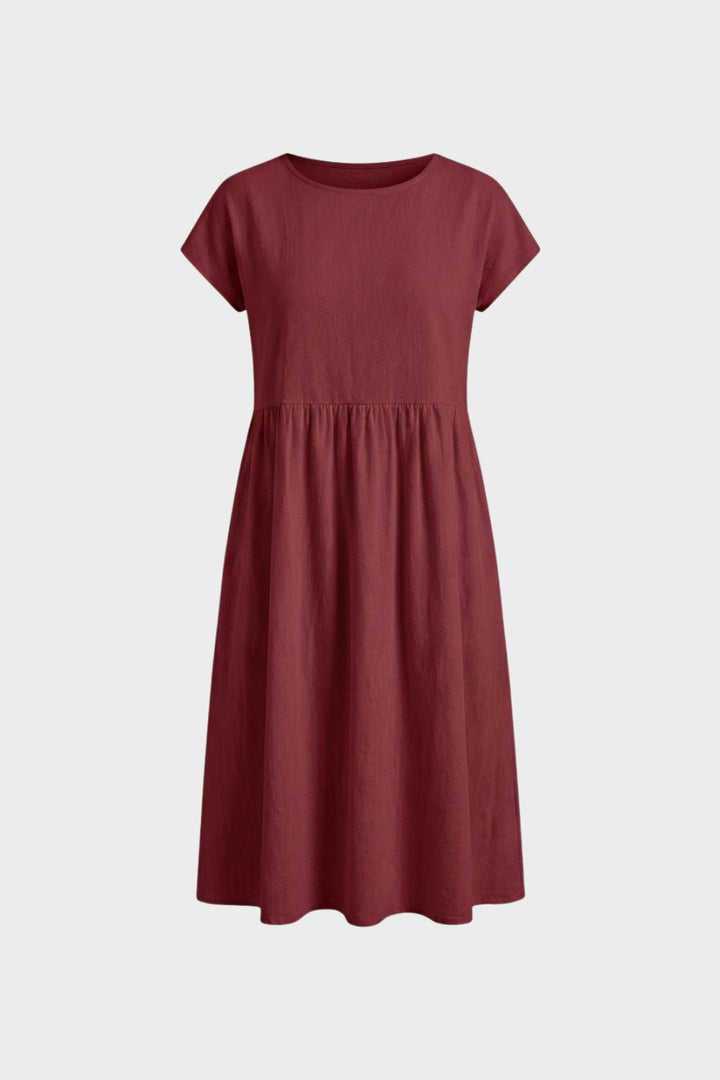 Midikleid Damen Kurzarm mit Rundhals