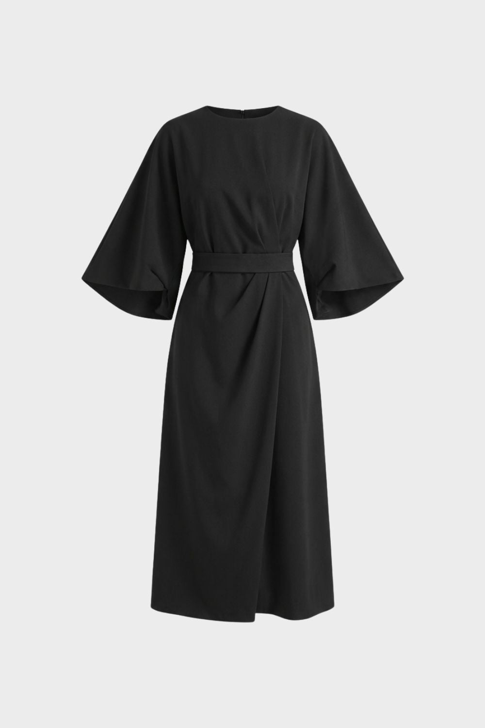 Midikleid Damen mit Gürtel und weiten Ärmeln