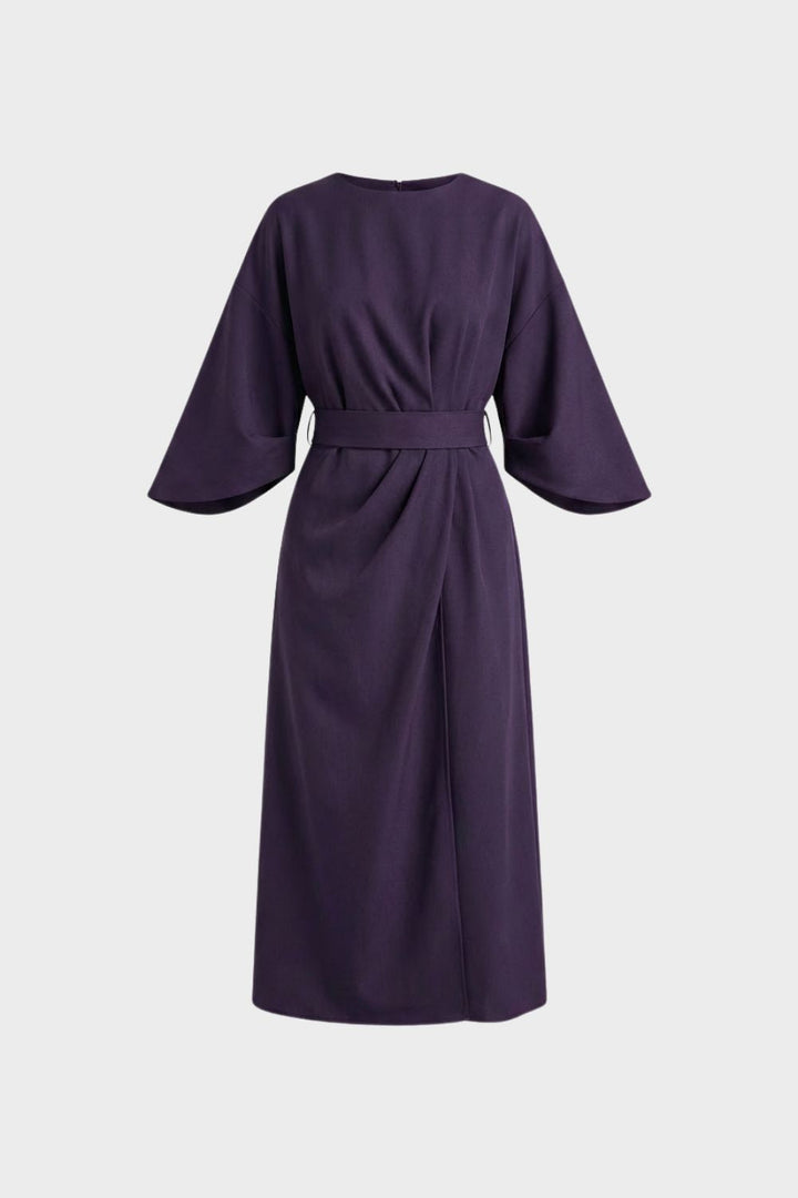Midikleid Damen mit Gürtel und weiten Ärmeln
