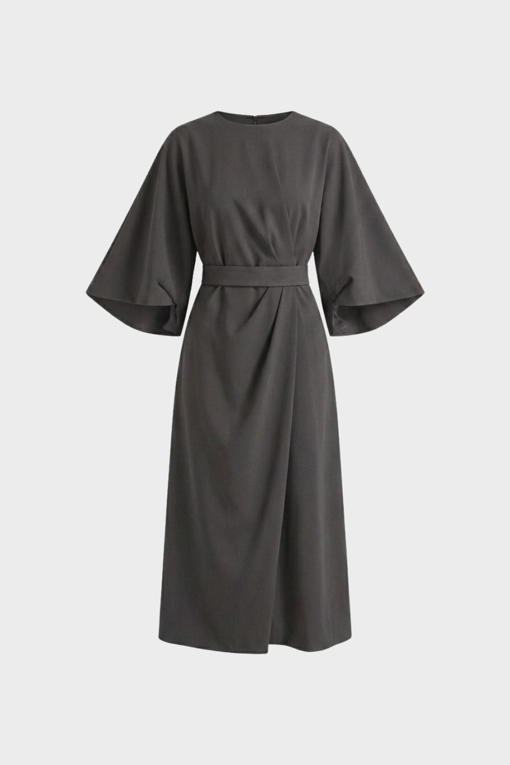 Midikleid Damen mit Gürtel und weiten Ärmeln