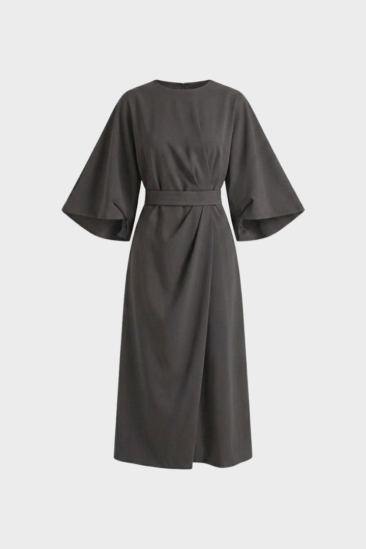 Midikleid Damen mit Gürtel und weiten Ärmeln