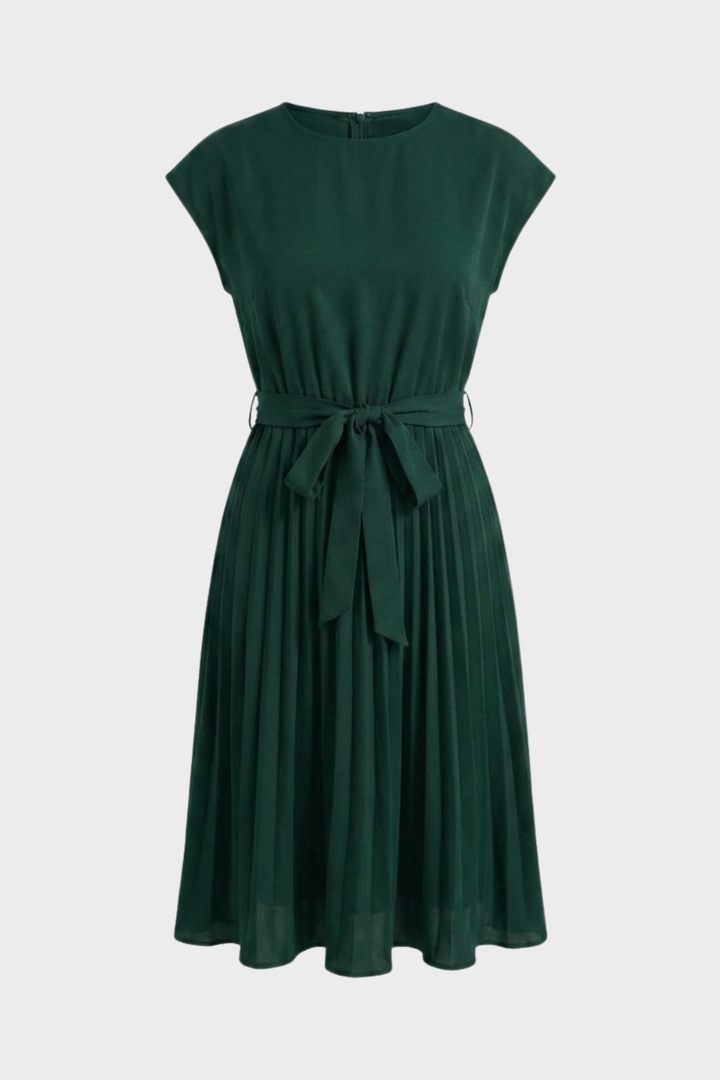 Midikleid Damen mit Plisseerock und Gürtel