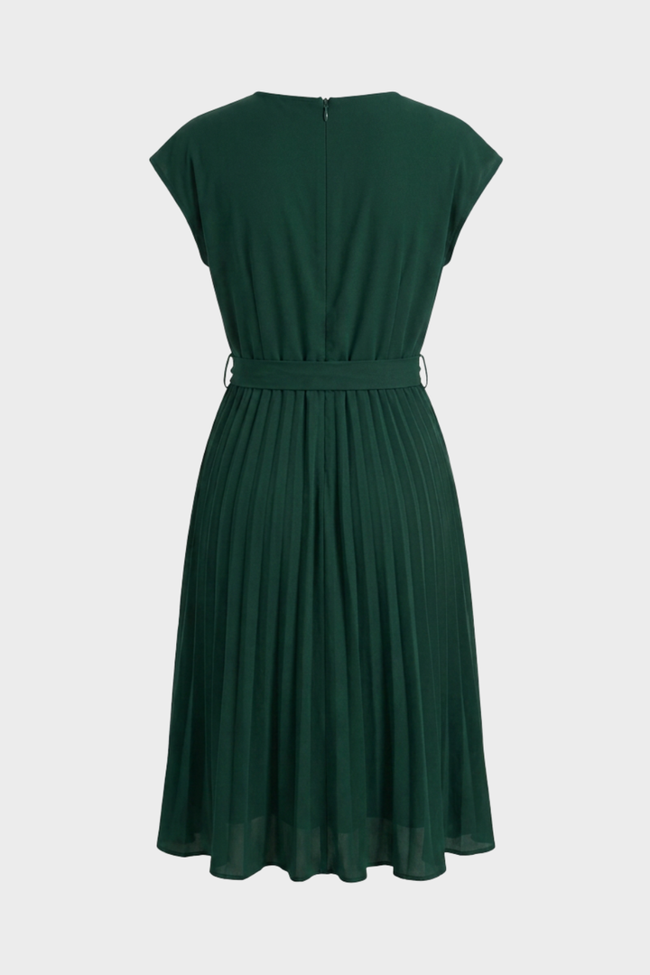 Midikleid Damen mit Plisseerock und Gürtel