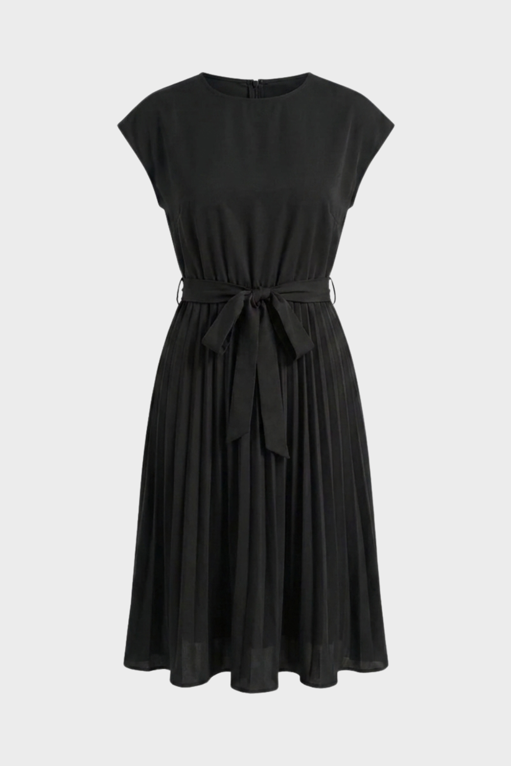 Midikleid Damen mit Plisseerock und Gürtel