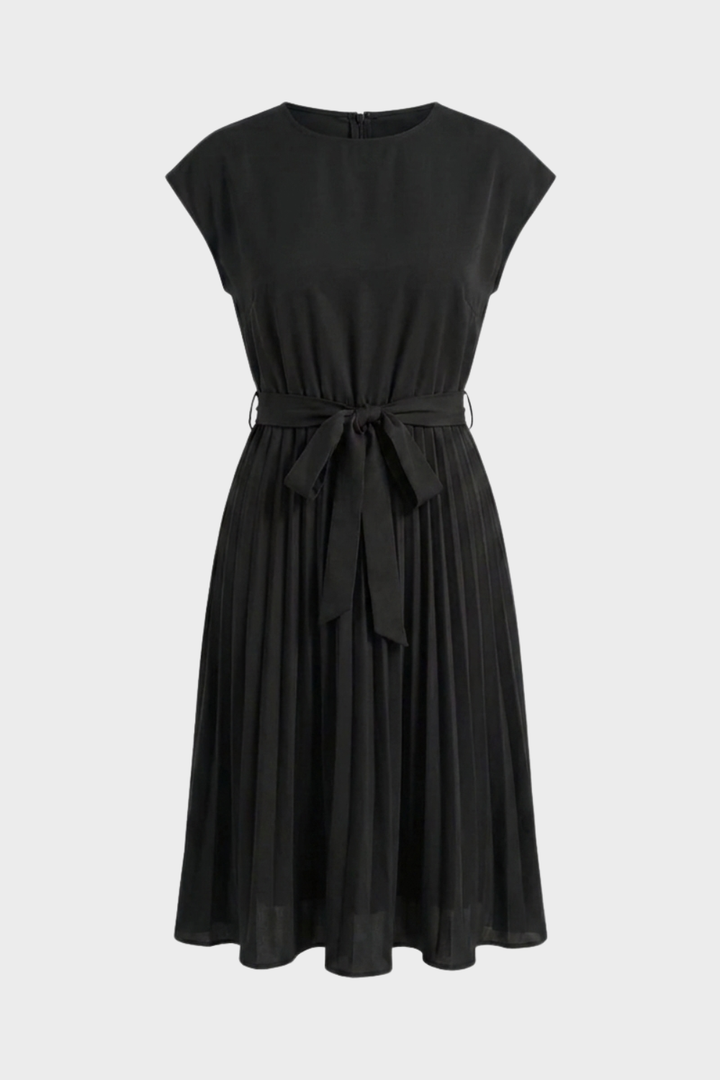 Midikleid Damen mit Plisseerock und Gürtel
