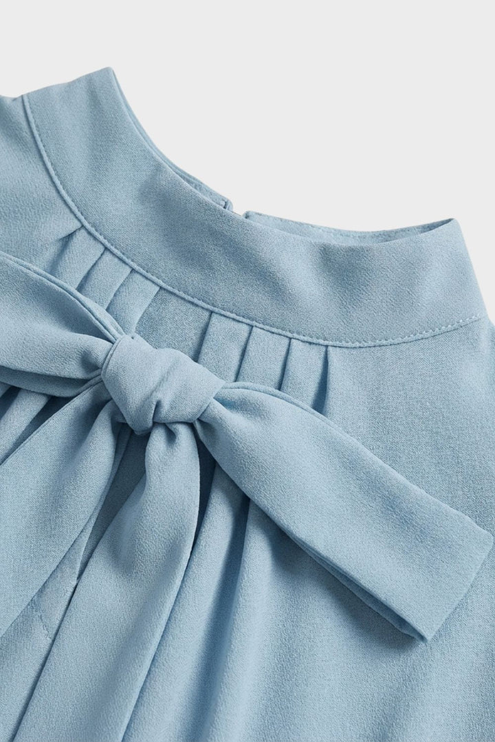 Midikleid Damen Plissee mit Langarm und Gürtel