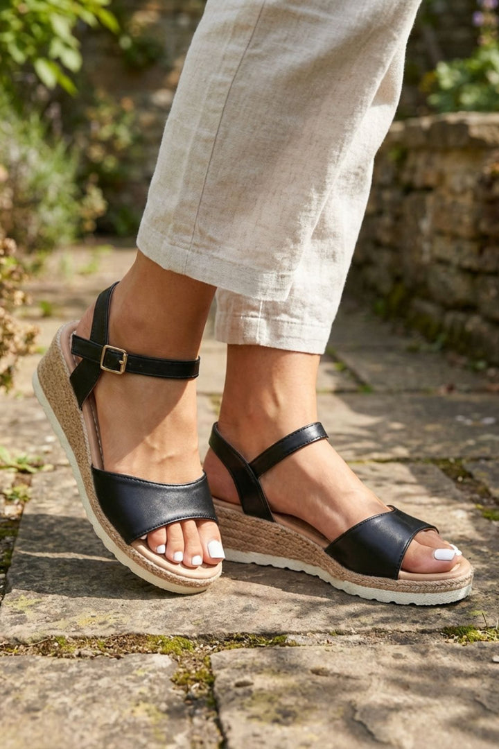 Sandalen Damen mit Keilabsatz und Riemchen