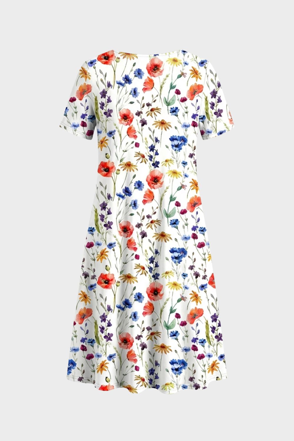 Sommerkleid Damen Kurzarm mit Blumenmuster
