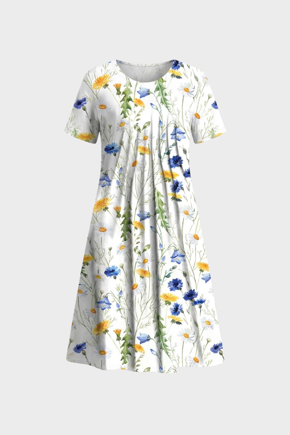 Sommerkleid Damen Kurzarm mit Blumenmuster