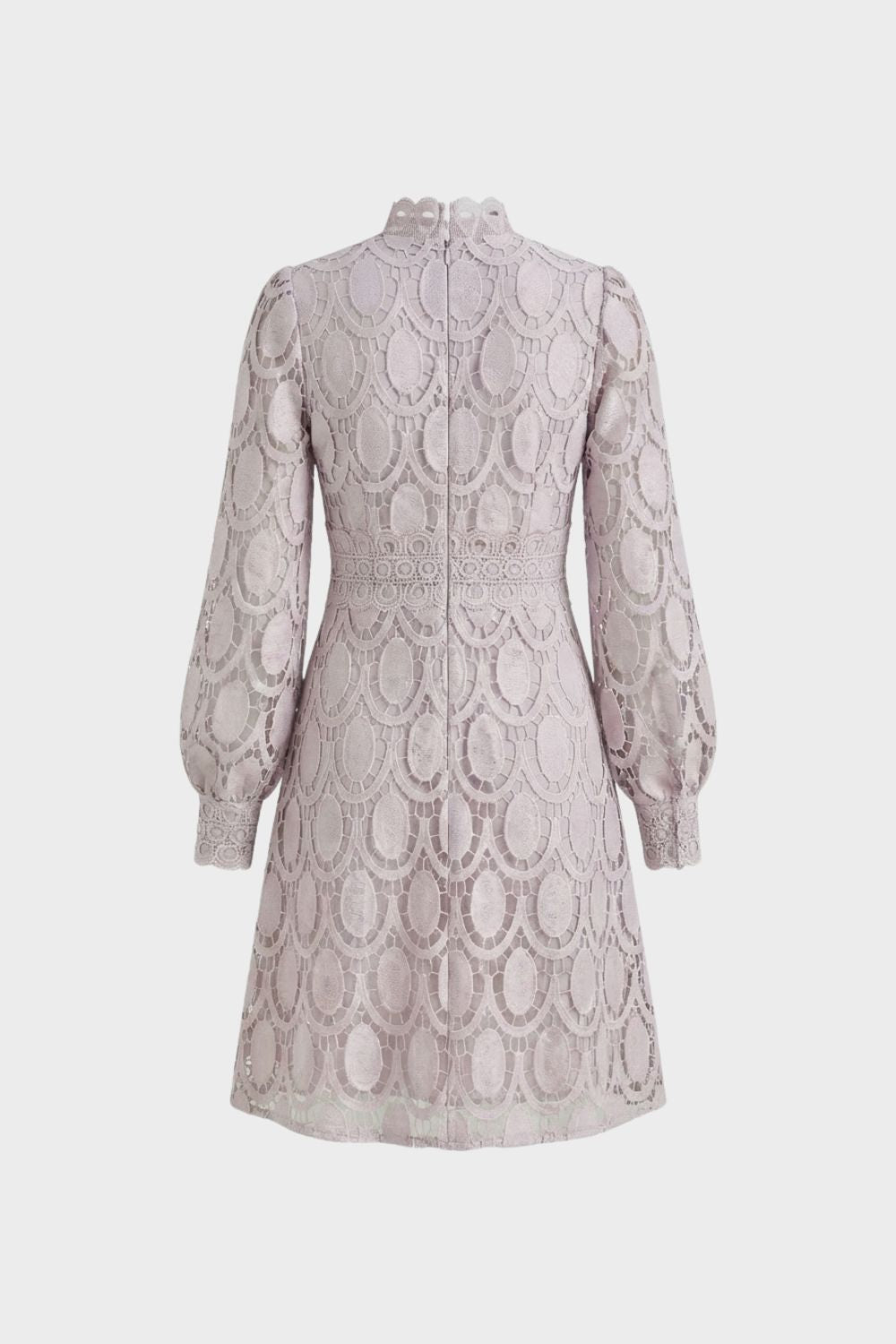 Spitzenkleid Damen mit Stehkragen und Langarm