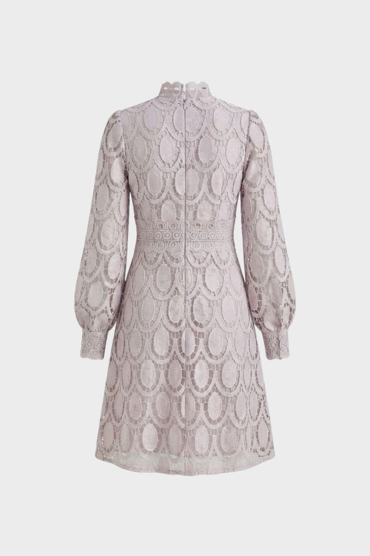 Spitzenkleid Damen mit Stehkragen und Langarm