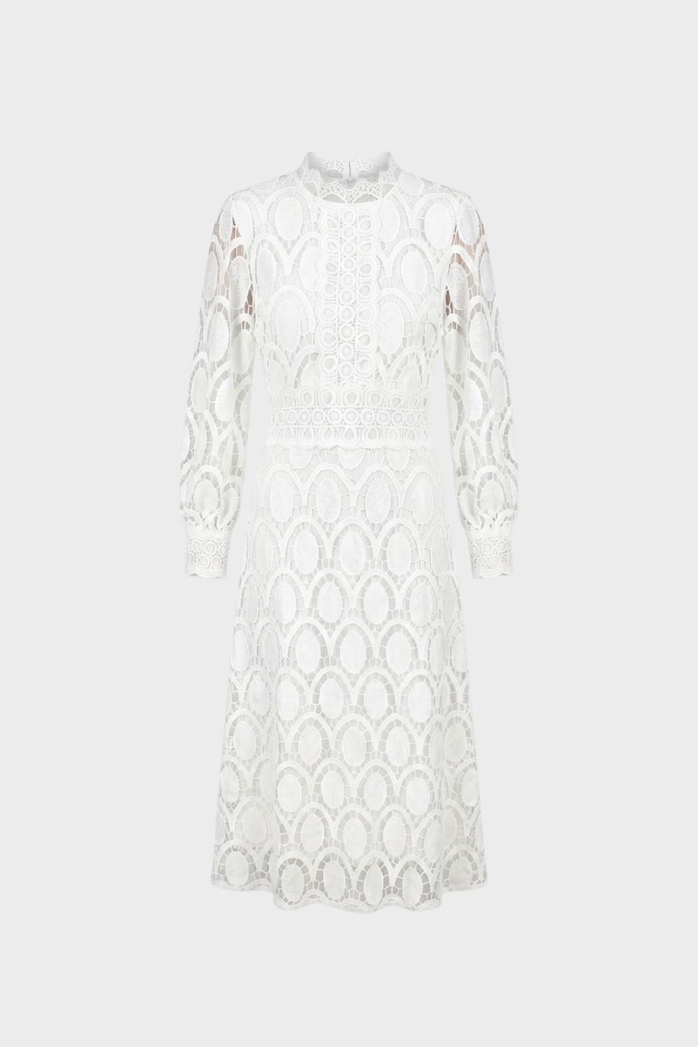 Spitzenkleid Damen mit Stehkragen und Langarm