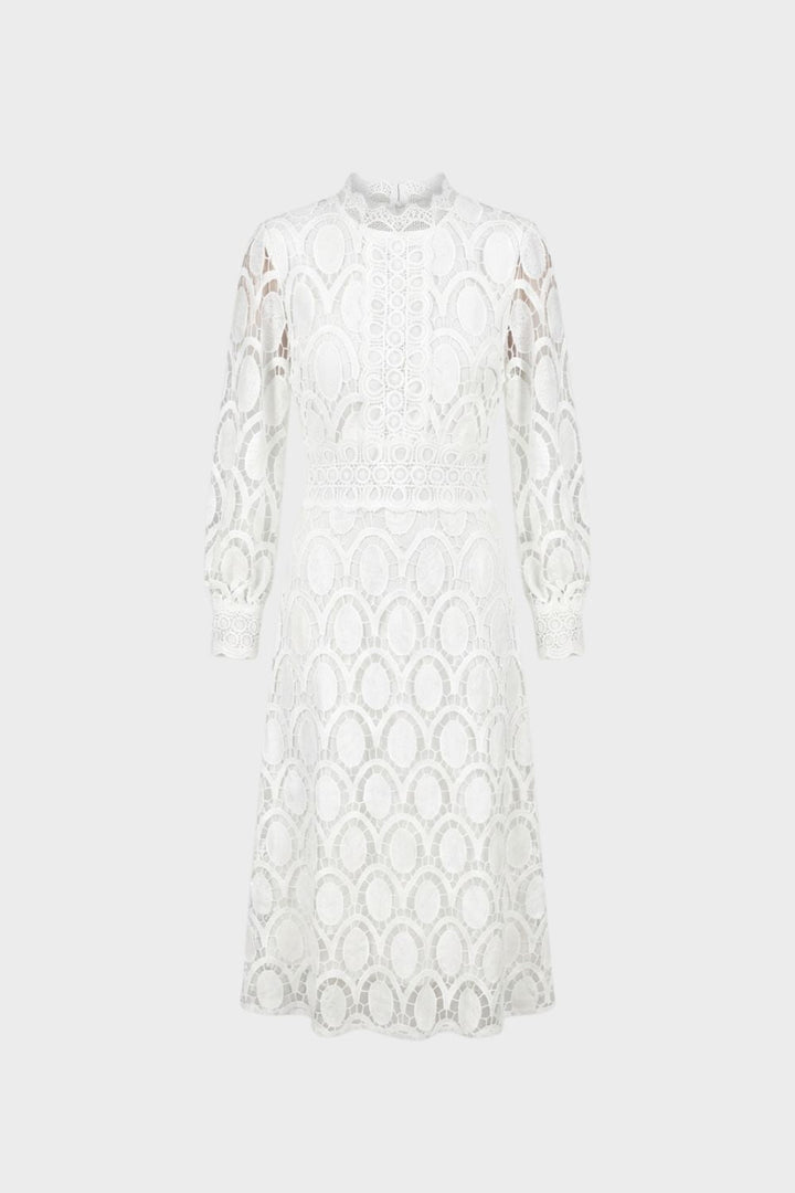 Spitzenkleid Damen mit Stehkragen und Langarm