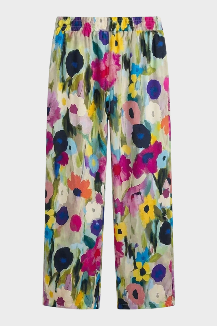 Stoffhose Damen mit Blumenmuster Weites Bein