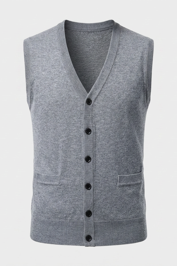 Strickweste Herren mit V-Ausschnitt und Knopfleiste