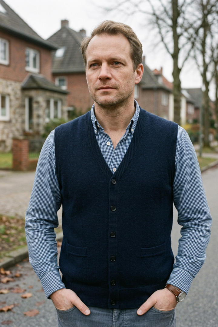 Strickweste Herren mit V-Ausschnitt und Knopfleiste