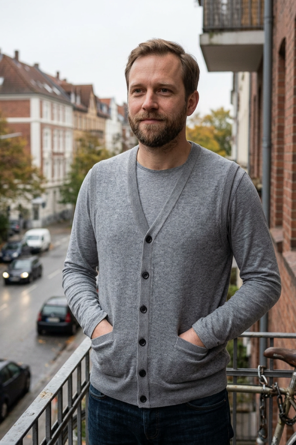 Strickweste Herren mit V-Ausschnitt und Knopfleiste