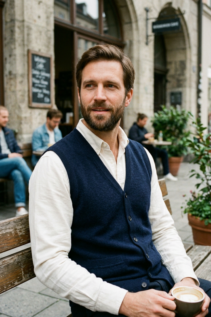 Strickweste Herren mit V-Ausschnitt und Knopfleiste
