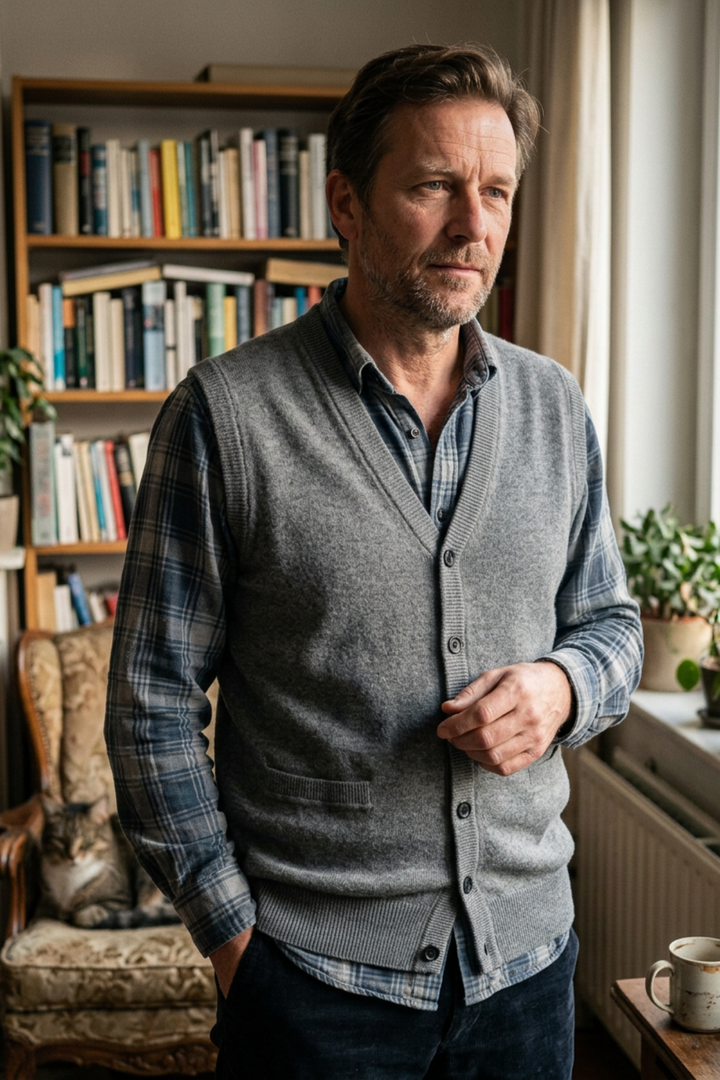 Strickweste Herren mit V-Ausschnitt und Knopfleiste