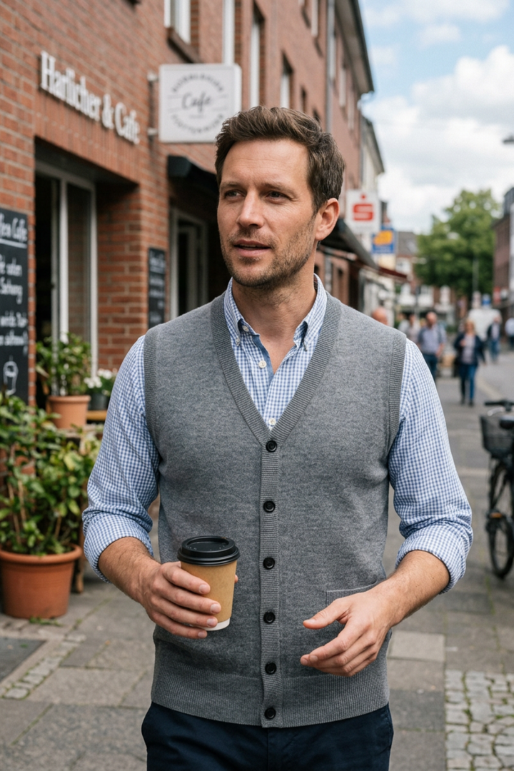 Strickweste Herren mit V-Ausschnitt und Knopfleiste