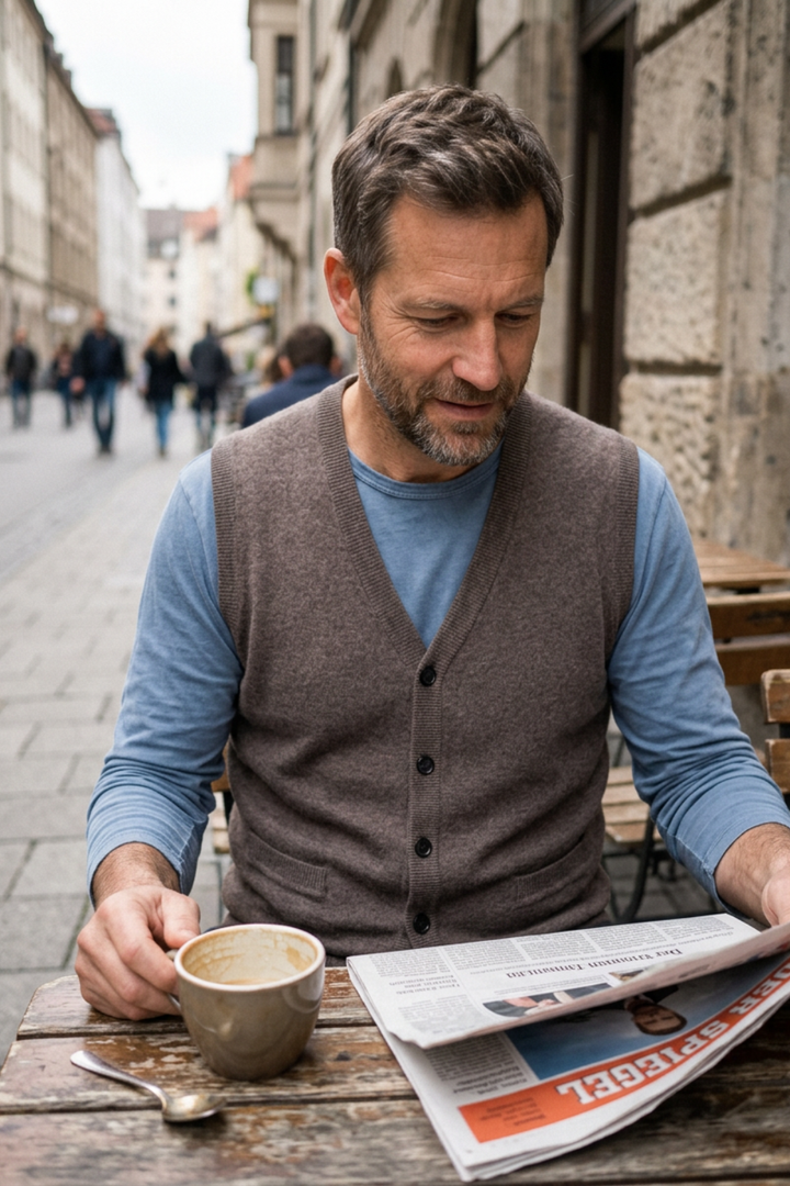 Strickweste Herren mit V-Ausschnitt und Knopfleiste