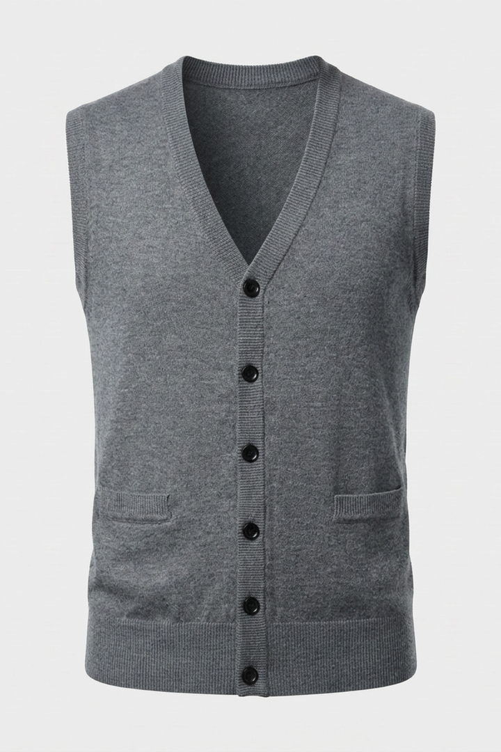 Strickweste Herren mit V-Ausschnitt und Knopfleiste